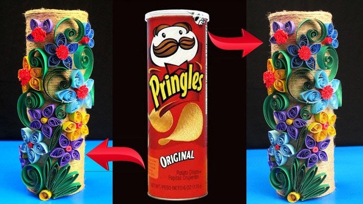 How to Make Best out of waste Flower vase - Very Cool Ideas of Using Jute,Paper and Pringles Can