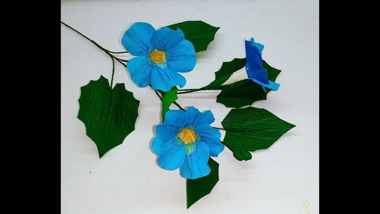 How to make Crepe paper flowers Blue Thunbergia. Thunbergia Grandiflora ( flower # 266)