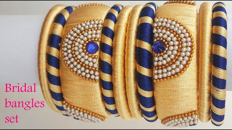 How to make designer silk thread bangles at home || Kada bangles with silk thread