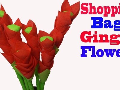 How To Make Fabric Bag Ginger Flower || DIY Shopping Bags Flower Stick