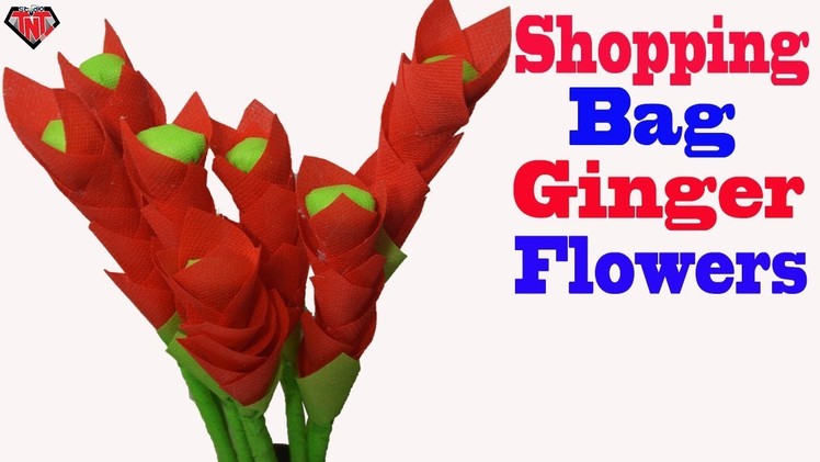 How To Make Fabric Bag Ginger Flower || DIY Shopping Bags Flower Stick