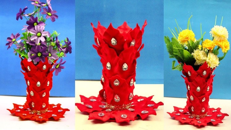 How to Make Flower Vase at Home - Waste Plastic Pot Flower Vase - Flower Vase Ideas