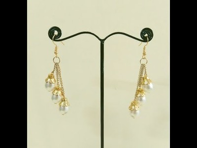 How to make Pearl Dangle Earrings for College-going Girls, DIY Pearl Earrings for Office in 5 min
