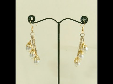How to make Pearl Dangle Earrings for College-going Girls, DIY Pearl Earrings for Office in 5 min