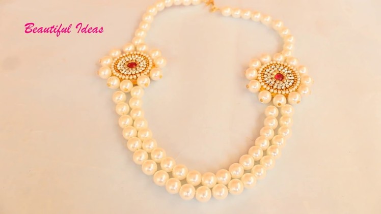 How to Make Pearl Designer Necklace .Step Chain Bridal Pearl Designer Necklace.Beautiful Ideas