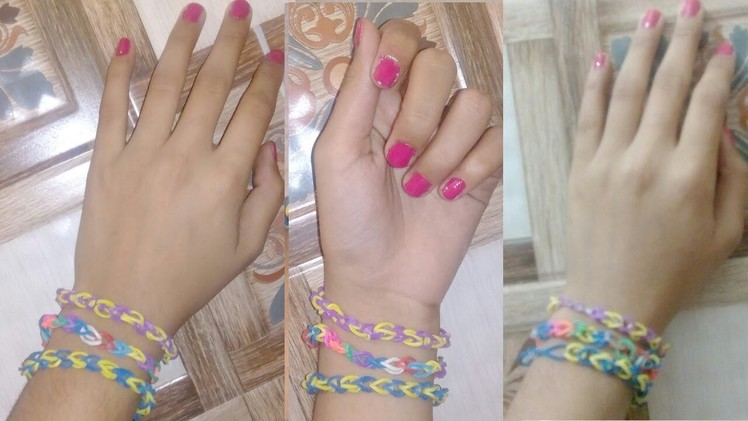 How to make rainbow loom single band bracelet easy method full explanation in hindi