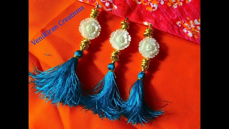 How to Make Saree Tassel.Kuchu design with Beads @ Home - Design 54::Tutorial