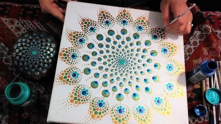 How To Paint Dot Mandalas Peacock Inspired #35 Full Step by Step Tutorial