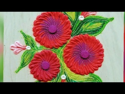 Latest 5 Minutes Flower Rangoli design.Beginners Rangoli Tutorial.HOW TO DRAW Easy Rangoli
