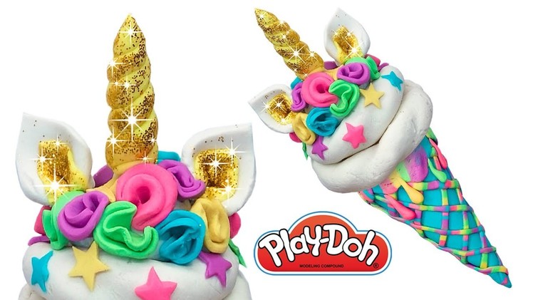 Play Doh Ice Cream . How to Make Golden Unicorn Ice Cream. Creative Fun for Beginners and Kids