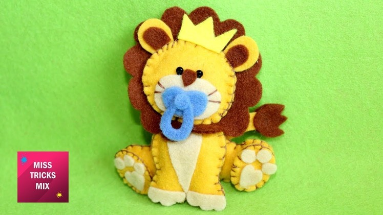 Pretty Felt Lion - DIY : How to make a pretty felt lion. Kids Crafts -  Felt Crafts