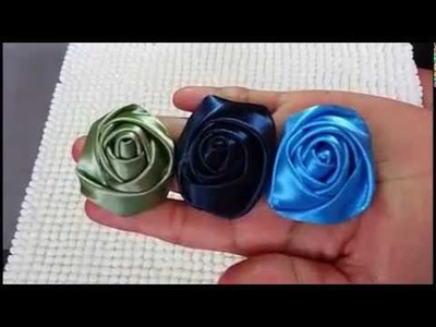 Rosebud satin flower - Diy tutorial- ideas hair clips headbands