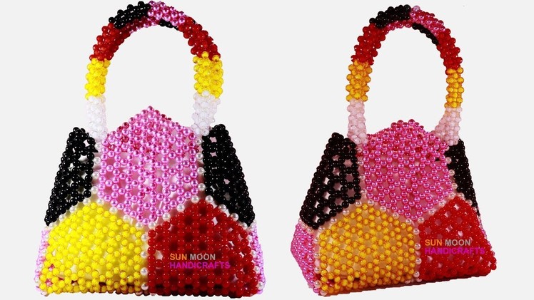 পুতির রংধনু ব্যাগ. How to make beaded rainbow bag.putir hand bag