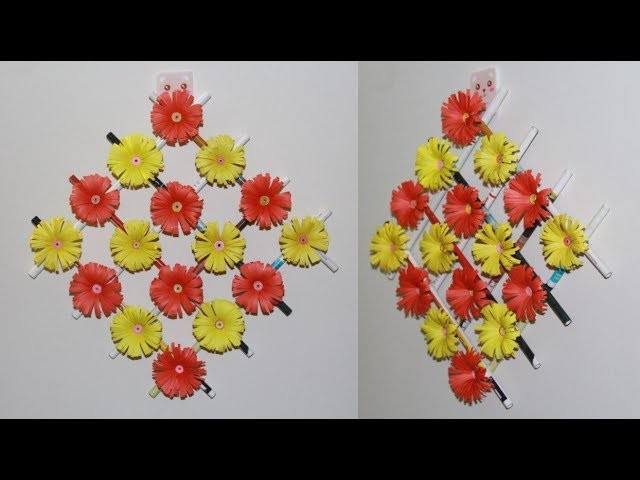 Zero Budget Flower Wall decor ideas - How to make flower paper origami - paper crafts idea