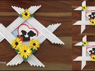 Awesome Photo Frame Out Of Newspaper Sticks And Paper Flower. DIY. Paper Craft | Priti Sharma