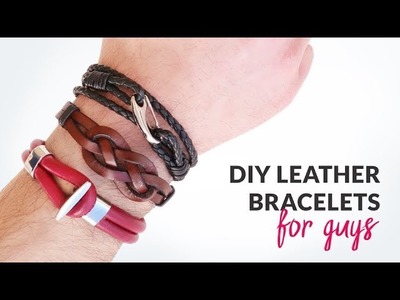 DIY 3 Styles of Leather Bracelets for Guys | Gift idea | Curly Made