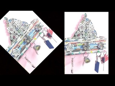 DIY | How to make Key holder with newspaper | Newspaper Key Ring Holder | Art With Neha 137