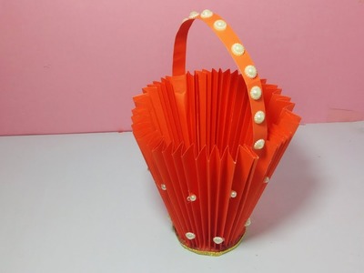 DIY Paper Basket : How to Make Easy Accordion Paper Basket for Chocolates | Christmas Gift Basket