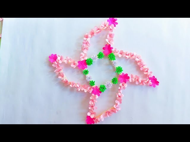 Diy paper flower wall hanging.Simple and beautiful wall hanging.Wall decoration ideas  KovaiCraft 8
