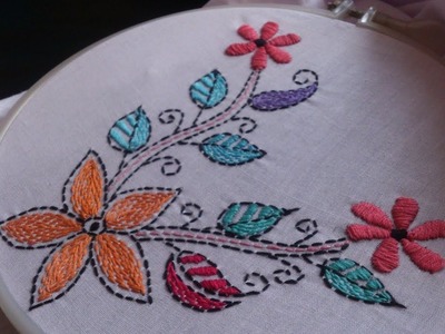 Hand embroidery.  Embroidery for cushion covers. Kantha work.
