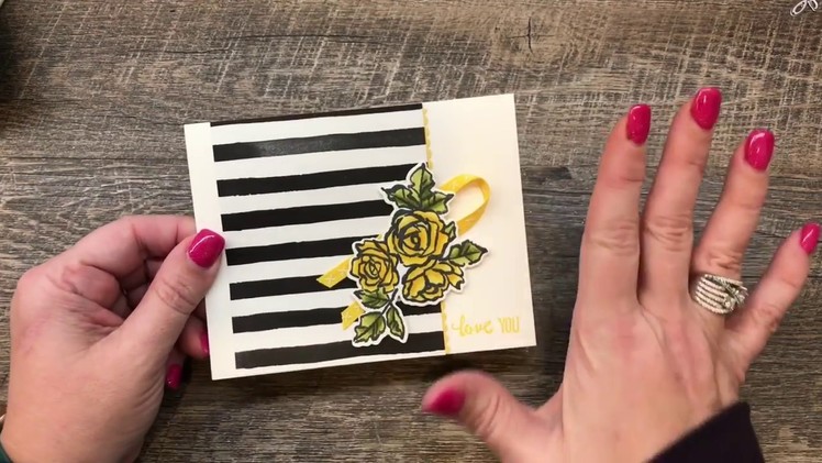 How to create a HAPPY floral Black and White card with a pop of color!