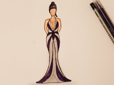 How to draw an elegant dress - How to draw dresses for girls
