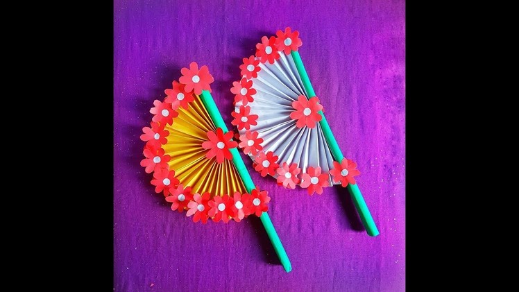 How to make A beautiful ???? paper hand fan ???? very easy.  ????