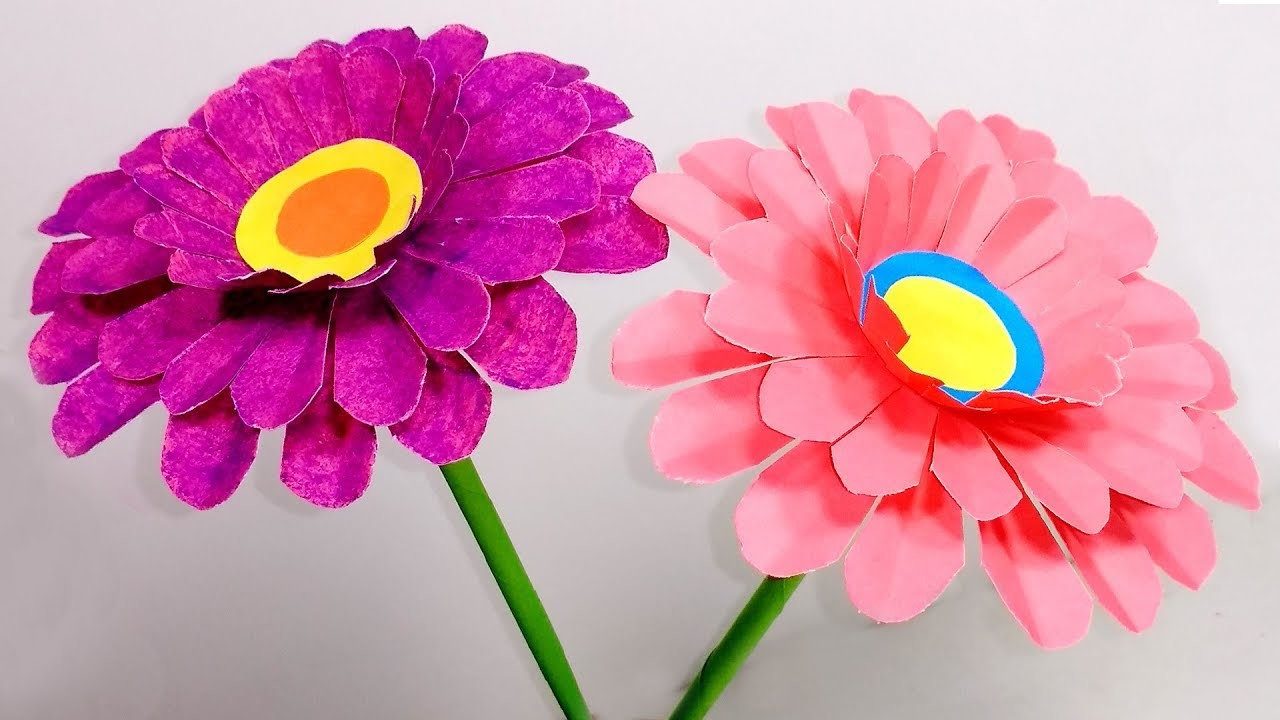 How to Make Beautiful Artificial Paper Stick Flowers for Room ...