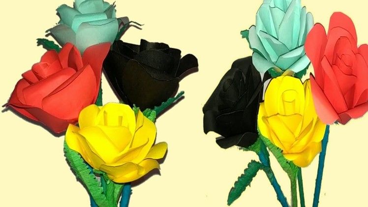 How To Make Beautiful Paper Flower Rose ???? - DIY Colour Paper Flower Rose????