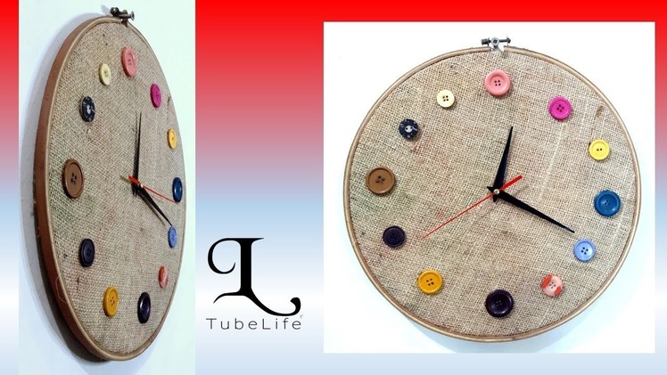 How to make beautiful wall clock at home by wasted button, fabric | DIY | craft idea | TubeLife
