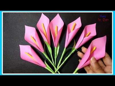 How To Make Calla Lily Paper Flower - Very Easy Origami Flower For Beginners - DIY Paper Crafts