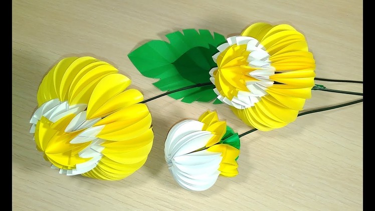 How To Make Daisy Paper Flower for Mother's day. Rich chamomile flower in origami style .