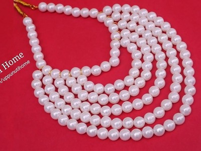 How To Make Designer Pearls Necklace At Home | DIY | Pearls Jewelry Making | Uppunuti Home
