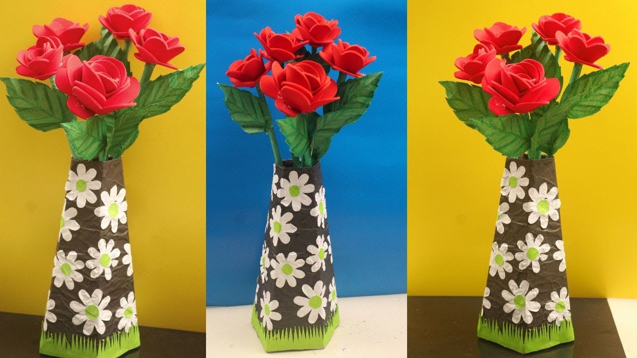 how to make flower vase with paper step by step paper flower vase paper made flower vase
