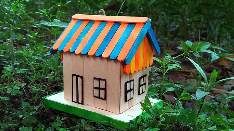 How to make Popsicle Stick Mini House  - Colour House for Children