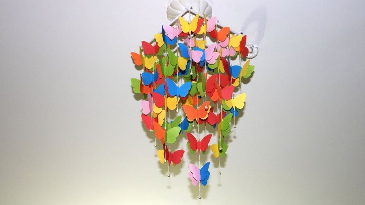 How to make wind chimes out of paper - Make Room Decoration With Butterfly - DIY: Wind Chime!!!