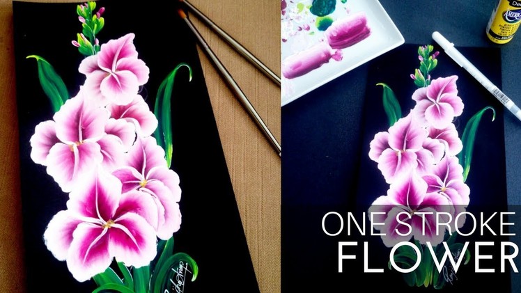 How to paint Bunch of Beautiful Flower | Step By Step | DIY | One stroke Gladiolus flower