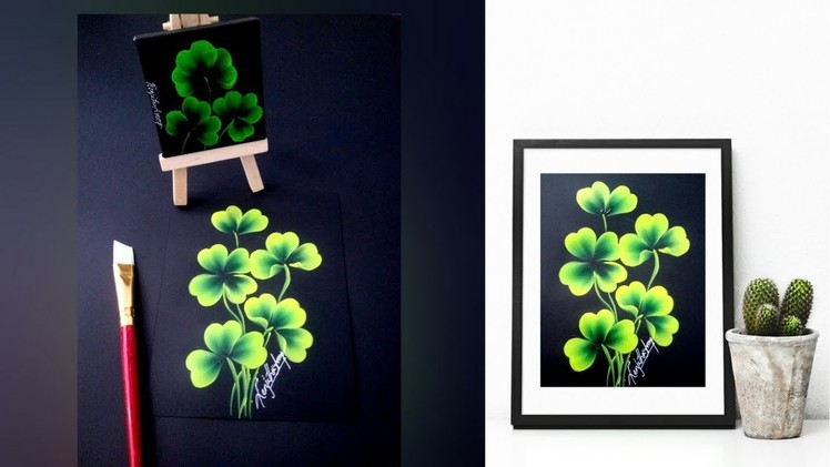 How to paint Clover ☘️ ????  in acrylic | One stroke painting | St Patrick's day 2018 |