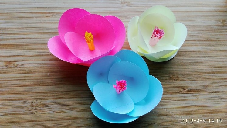Paper flower for beginners and kids| SImple paper flower | Paper Flower Origami DIY flower
