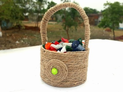 Recycling Crafts Ideas - How to Make a Small Gift Basket at Home - Jute Craft for home decor.