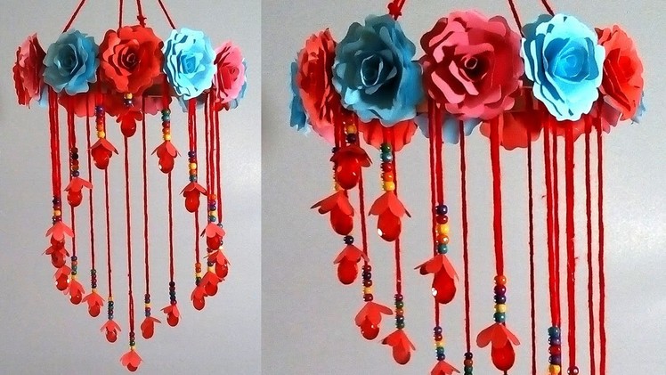 Wind chimes - Make wind chime out of color paper - DIY Simple Home Decor - Handmade paper wind chime