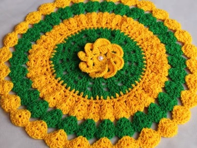 WOW !!! Woolen rumal Design || Woolen Crochet || Woolen Flower Making || Woolen Crafts || Table Mat