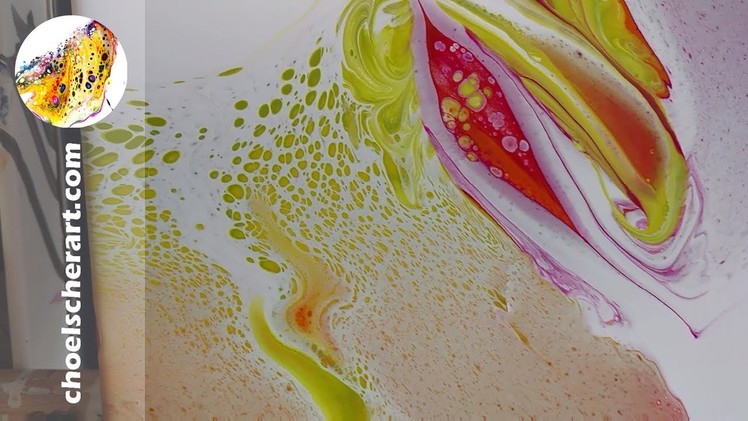 Acrylic Pour Painting, Yin Yang Rainbow Swipe over Resin - Live Demo