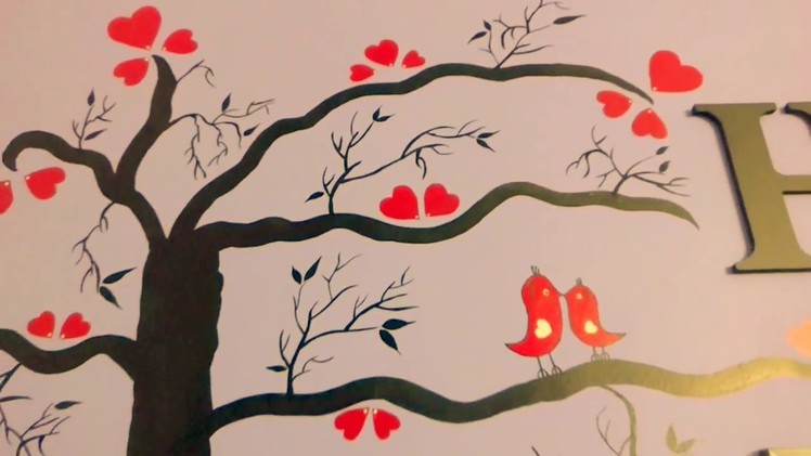 BEST DIY !!! WALL PAINTING LOVE BIRDS !! ROOM DECOR :)