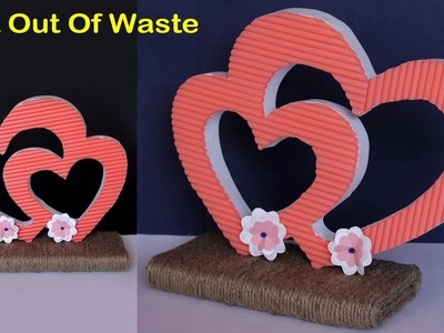 Best Out Of Waste Idea || DIY Heart Shaped Showpiece at Home || Handmade Craft Idea
