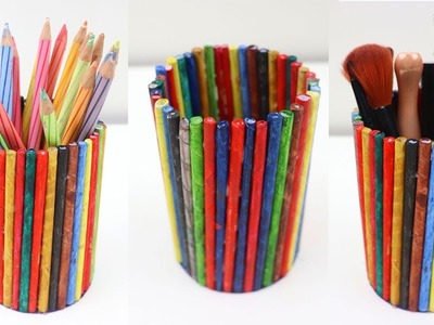 Colorful Desktop Organizer.DIY Desk Organizer for Kids. DIY Makeup Organizer. BACK TO SCHOOL DIYs!