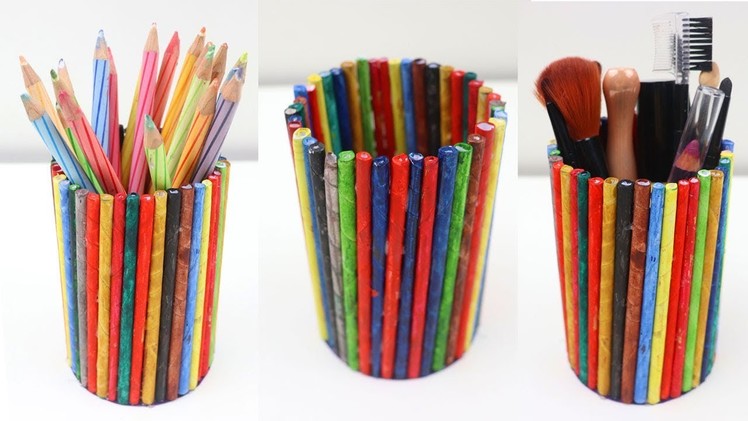 Colorful Desktop Organizer.DIY Desk Organizer for Kids. DIY Makeup Organizer. BACK TO SCHOOL DIYs!