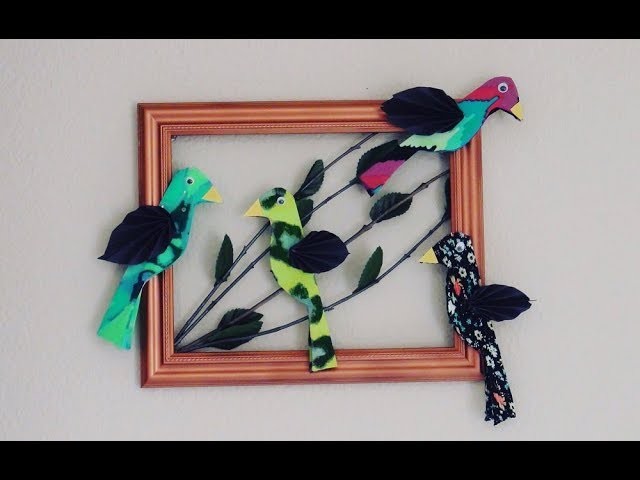 DIY 3D Wall Art Decor,  Birds Out of Upcycled Clothes