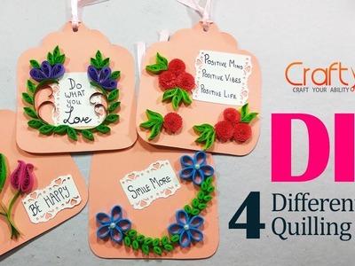 DIY 4 different quilling tags | Beginners Quilling Flower tags | Quilling gift tags