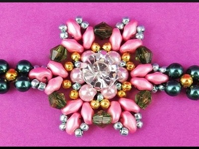 DIY | Blumen Strassstein Perlen Armband | Beaded flower rhinestone bracelet with twin beads